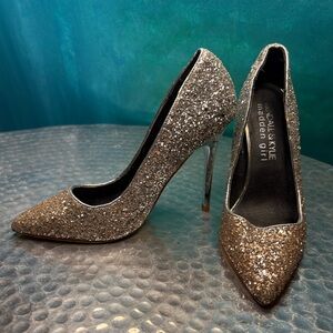 Kendall & Kylie Madden Girl Silver Ombré Sparkling Glitter Stiletto Heels Sz 6